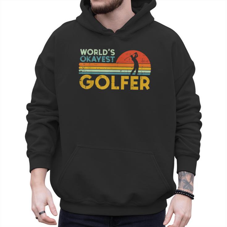 Worlds Okayest Golfer Retro Golf Joke Dad Men Women Kids Men Hoodie
