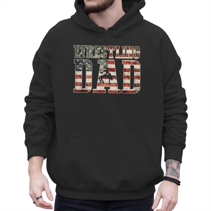 Wrestling Dad American Flag Matching For Dads Of Wrestlers Men Hoodie