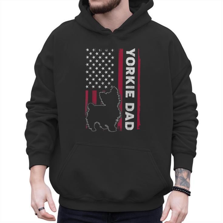 Yorkie Dog Vintage US American Flag Yorkie Dad Fathers Day Men Hoodie