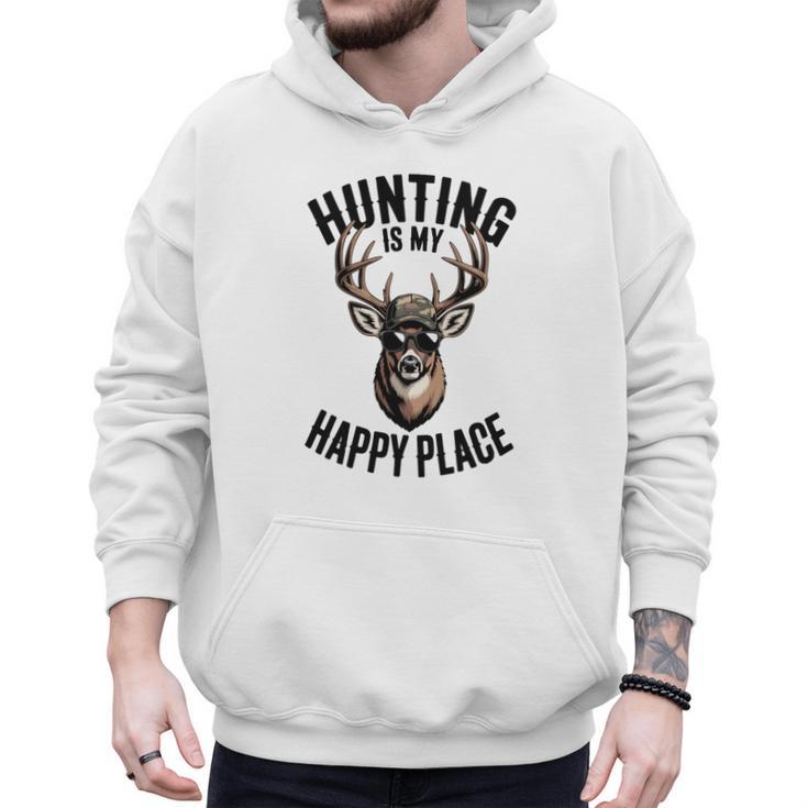 Camo Deer Hunting Is My Happy Place Dad Hunter Men Hoodie