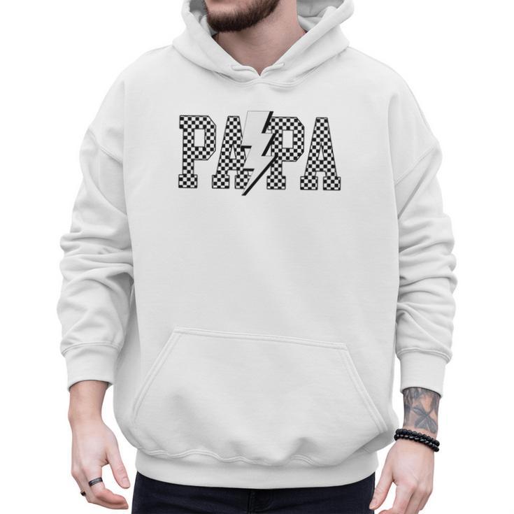 Checkered Papa Lightning Bolt Fathers Day Dad Grandpa Men Hoodie
