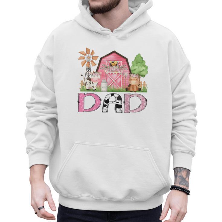 Dad Pink Farm Animal Birthday Kids Matching Family Men Hoodie