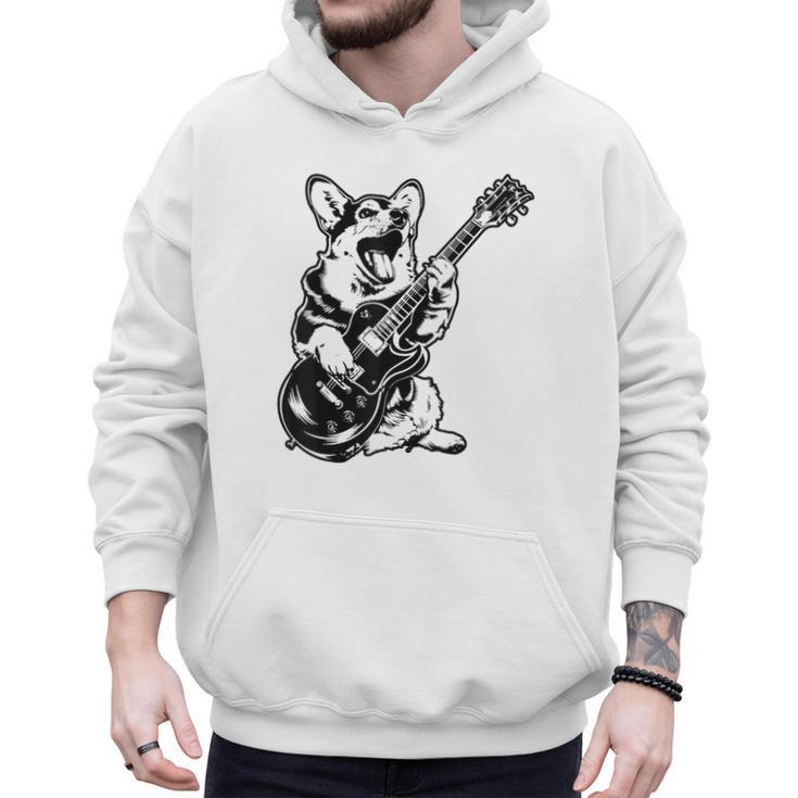 Dog Guitarist Guitar Pembroke Welsh Corgi Dad Mom Men Hoodie