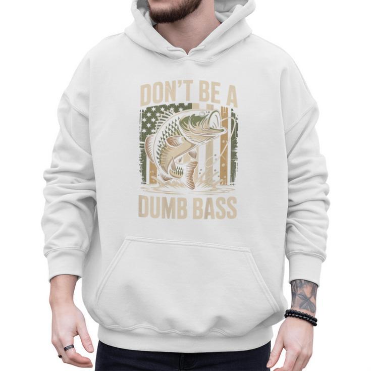 Don't Be A Dumb Bass Fish Camo American Flag Dad Jokes Men Hoodie