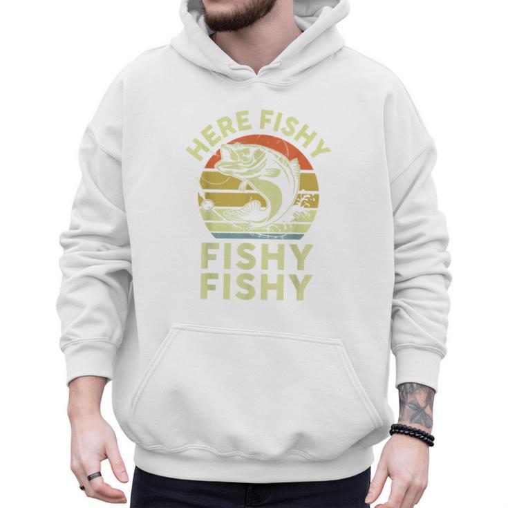 Here-Fishy Fishing Boy Large Mouth Bass Dad Men Hoodie
