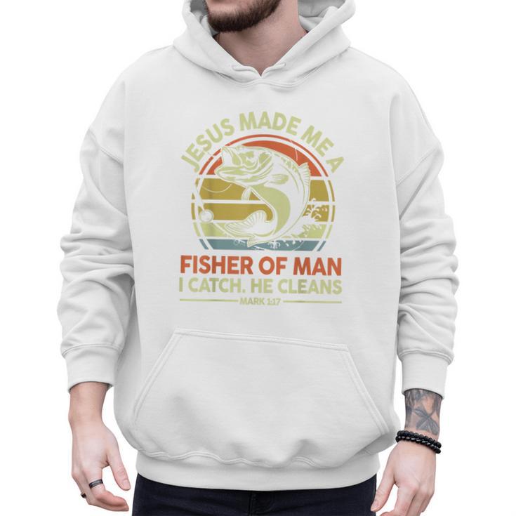 Jesus Made Fisher Man Christian Fishing Bass Fish Dad Men Hoodie