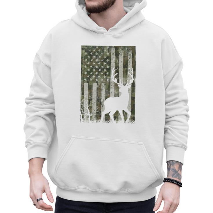 US Flag Deer Elk Buck Camoflage Hunting Hunter Dad Grandpa Men Hoodie
