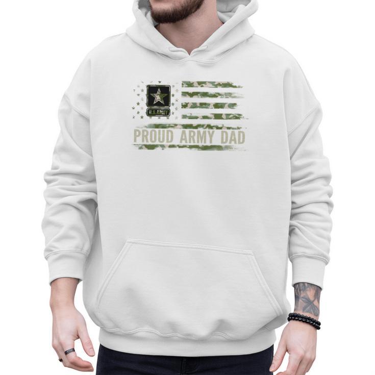 Vintage Proud Army Dad Camo American Flag Veteran Men Hoodie