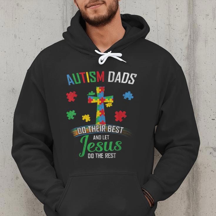 Autism Dad Son Father Autistic Kid Awareness Jesus Christian Men Hoodie