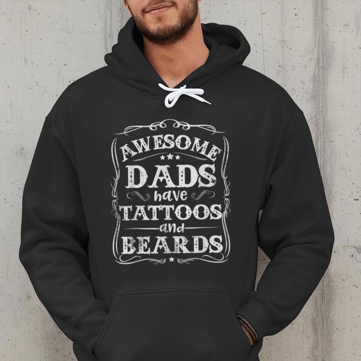 Awesome Dads Have Tattoos And Beards Father's Day 2025 Men Hoodie