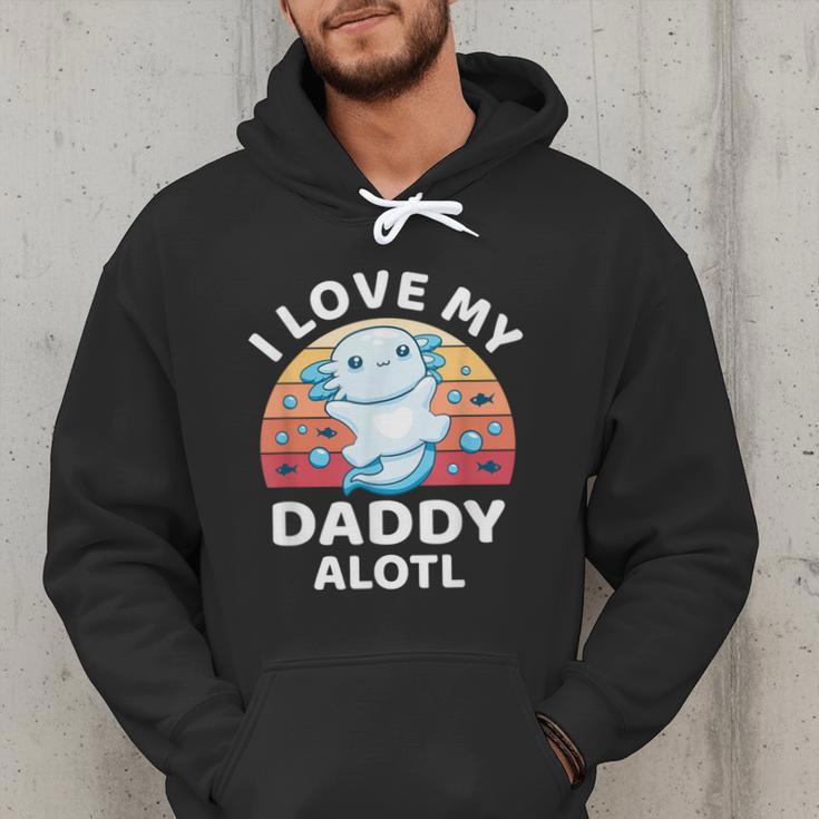 Axolotl Kids Teens Retro Sunset I Love My Daddy Men Hoodie