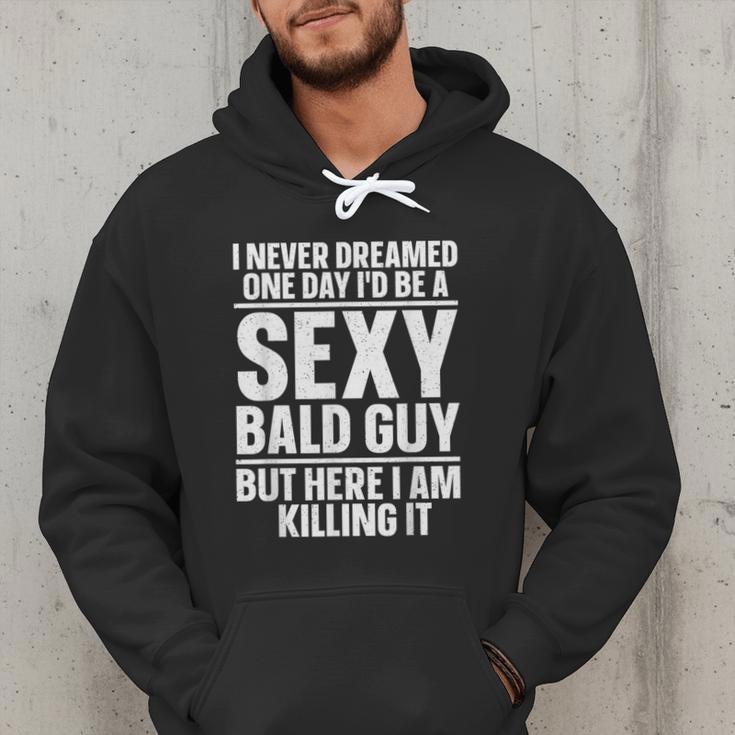 Bald Guy Art For Men Dad Sexy Bald People Bald Man Men Hoodie