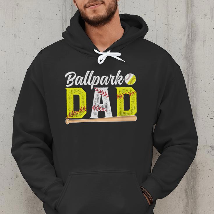 Ballpark Dad Baseball Softball Dad Of Ballers Men Hoodie