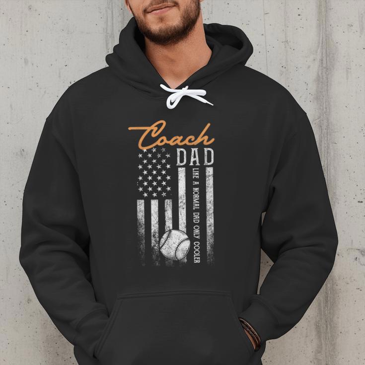 Baseball Coach Dad Like A Normal Dad Only Cooler USA Flag Men Hoodie