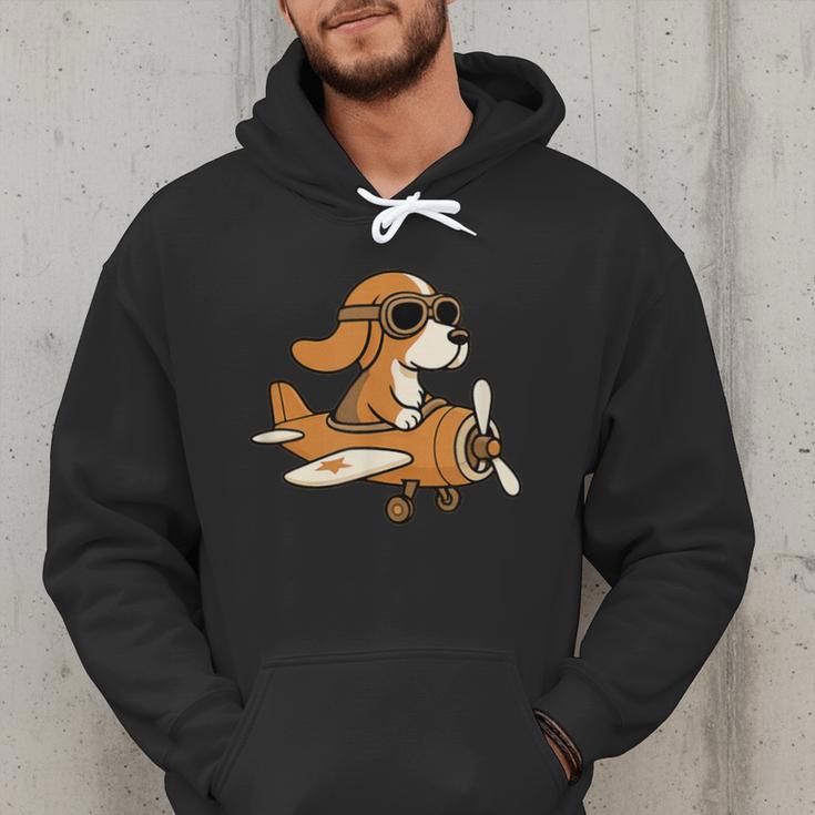 Beagle Flying a Plane Pilot Airplane Dog Mom Dad Men Hoodie