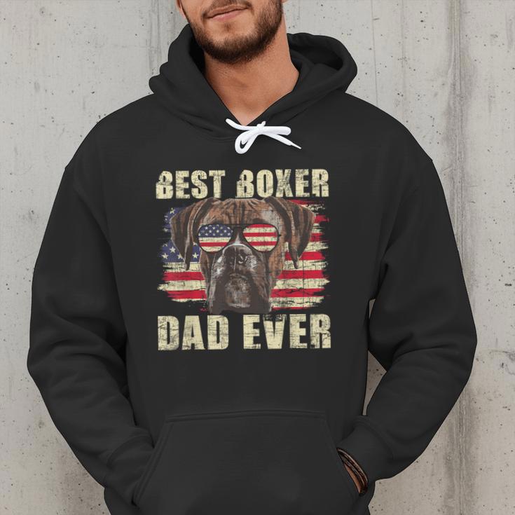 Best Boxer Dad Ever USA Flag American Dog Animal Lover Men Hoodie