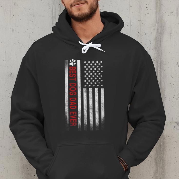 Best Dog Dad Ever American Flag For Best Father Men Hoodie