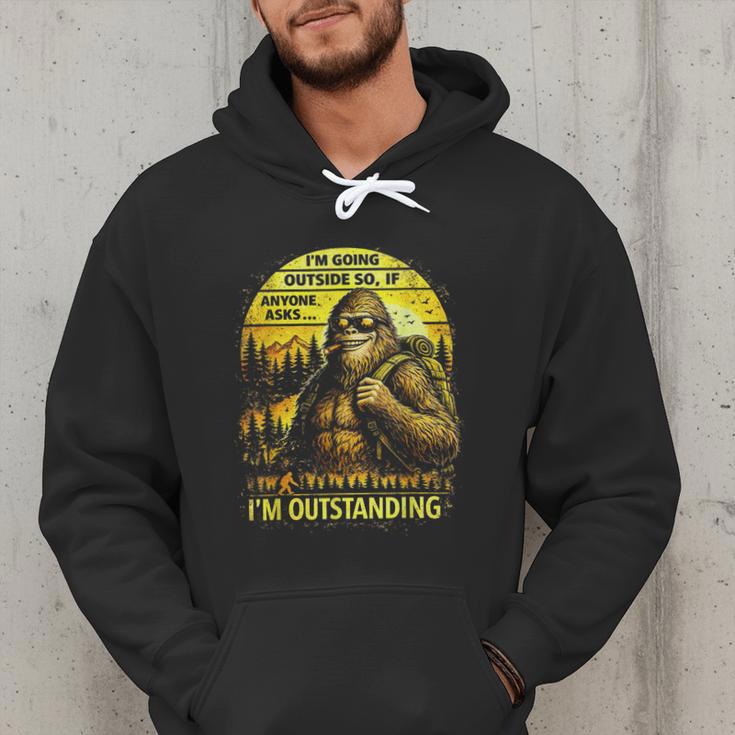 Bigfoot Outdoor Hiking Dad Joke Im Outstanding Sasquatch Men Hoodie