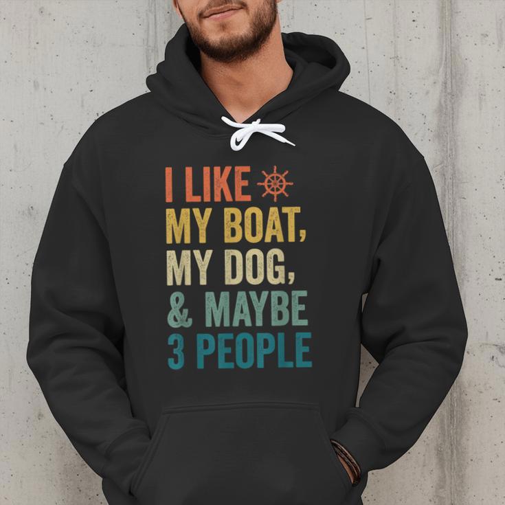 I Like My Boat Dog And Maybe 3 People Retro Sailor Dad Men Hoodie