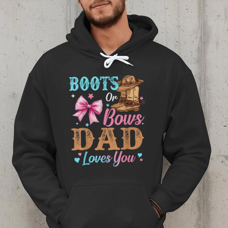 Boots Or Bows Dad Loves You Gender Reveal Daddy Men Hoodie Boots Or Bows Dad Loves You Gender Reveal Daddy Men Hoodie