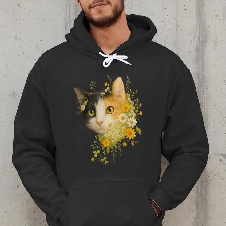 Calico Cat With Flowers For Mom Dad Women Men Kids Botanical Men Hoodie Calico Cat With Flowers For Mom Dad Women Men Kids Botanical Men Hoodie