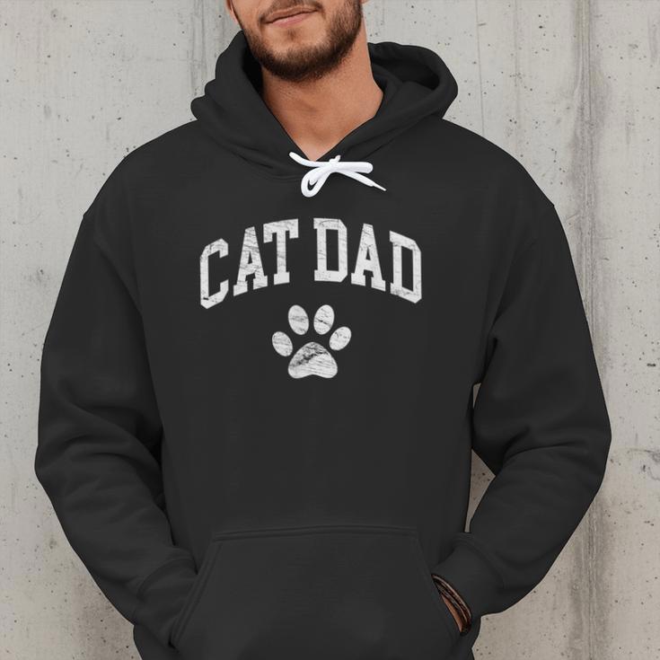 Cat Dad Vintage Distressed Cat Paw Men Hoodie
