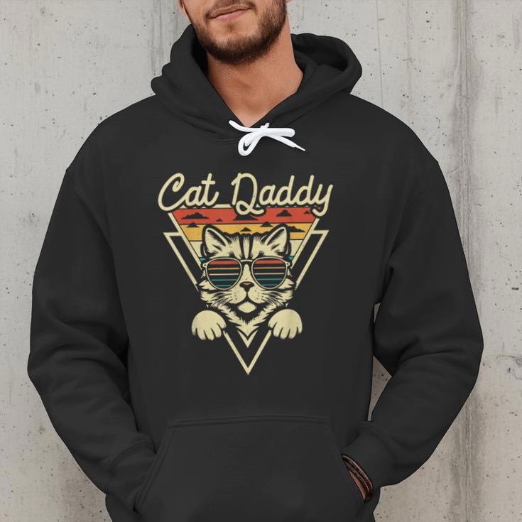 Cat Daddy Retro Sunglasses Cat Fur Dad Papa Vintage Cat Dad Men Hoodie