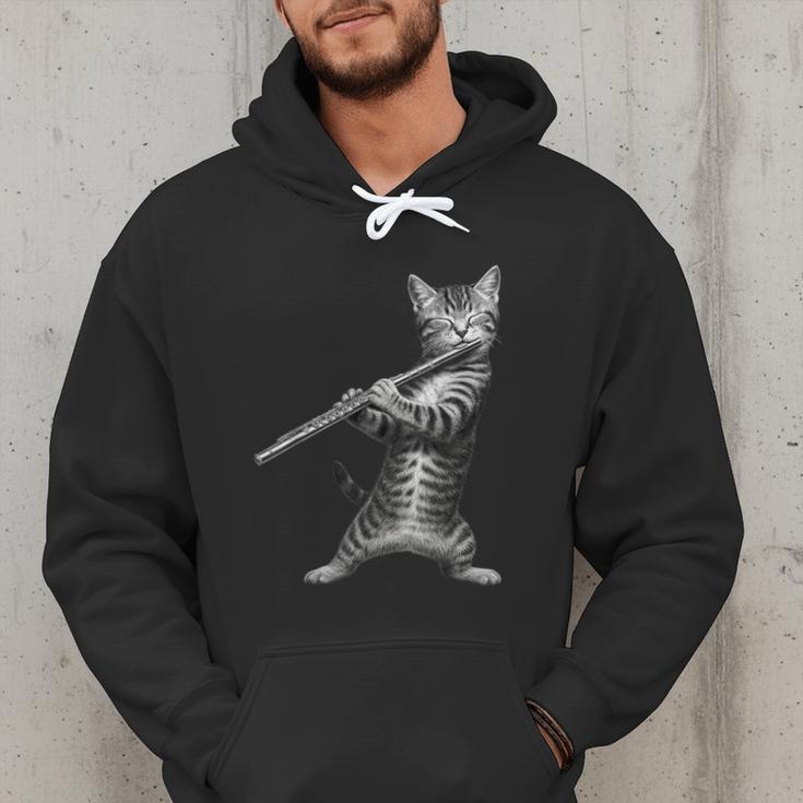 Cat Playing Flute For Cat Lover Cat Mom Cat Dad Men Hoodie