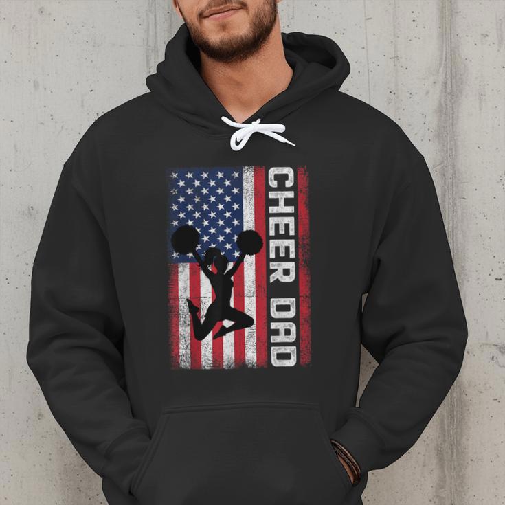 Cheer Dad American Flag Cheerleader Support Men Hoodie