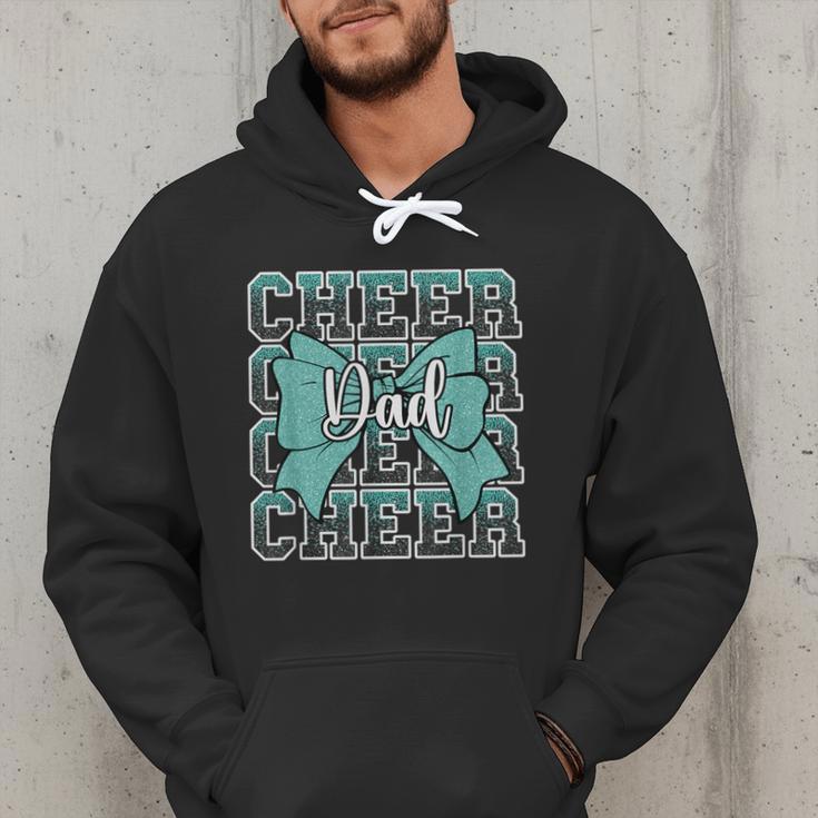 Cheer Dad Daddy Bow Sport Cheerleader Cheerleading Teal Blue Men Hoodie