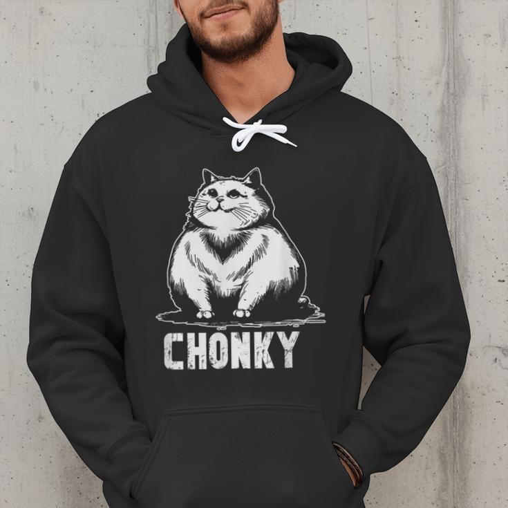 Chonk Fat And Hairy Cat Cats Kittens Dad Graphic Mom Funny Men Hoodie