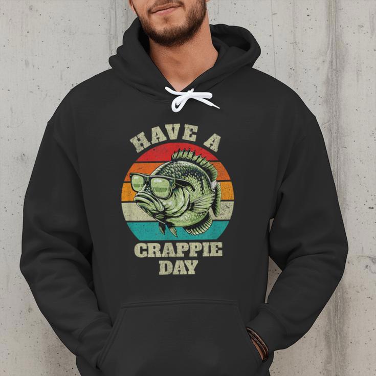 Have A Crappie Day Retro Fishing Sarcastic Dad Men Hoodie