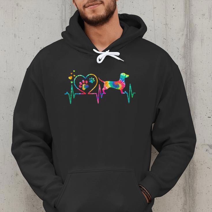 Dachshund Doxie Weenie Mom Dad Heartbeat Tie Dye Dog Men Hoodie