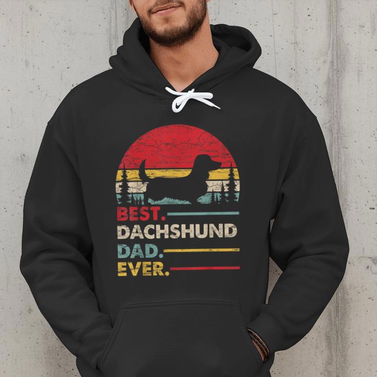 Dachshund Long Haired Best Dad Ever Dog Vintage Retro Men Hoodie
