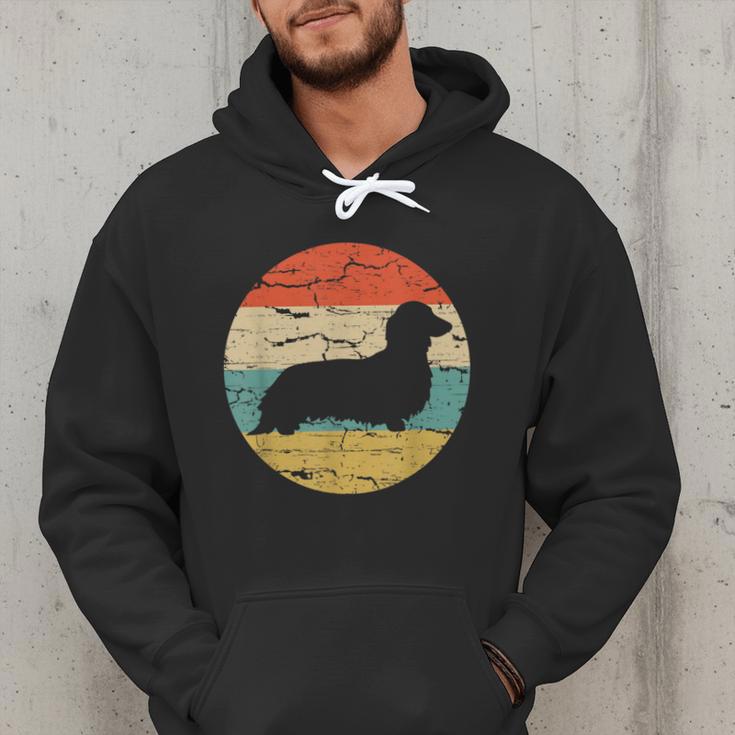Dachshund Long Haired Dog Vintage Mom Dad Retro Men Hoodie