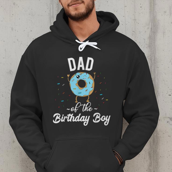 Dad Of The Birthday Boy Donut Theme Party Blue Father Men Hoodie
