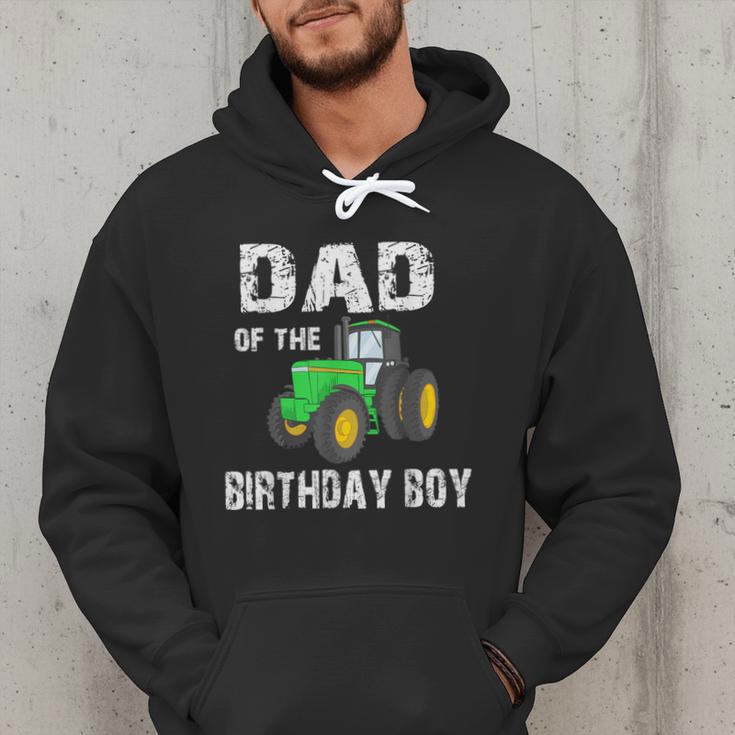 Dad Of The Birthday Boy Vintage Farm Tractor Party Family Men Hoodie
