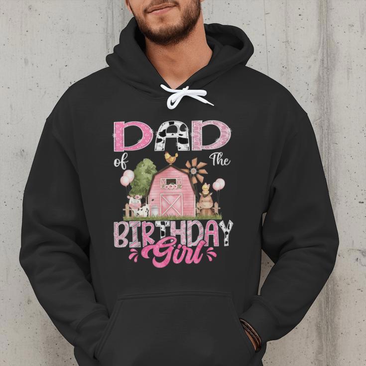 Dad Of The Birthday Girl 1St Birthday Pink Cow Farm Men Hoodie