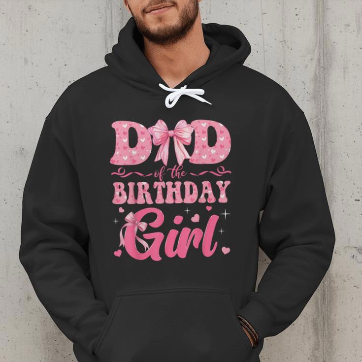 Dad Of The Birthday Girl Family Pink Coquette Bow Men Hoodie