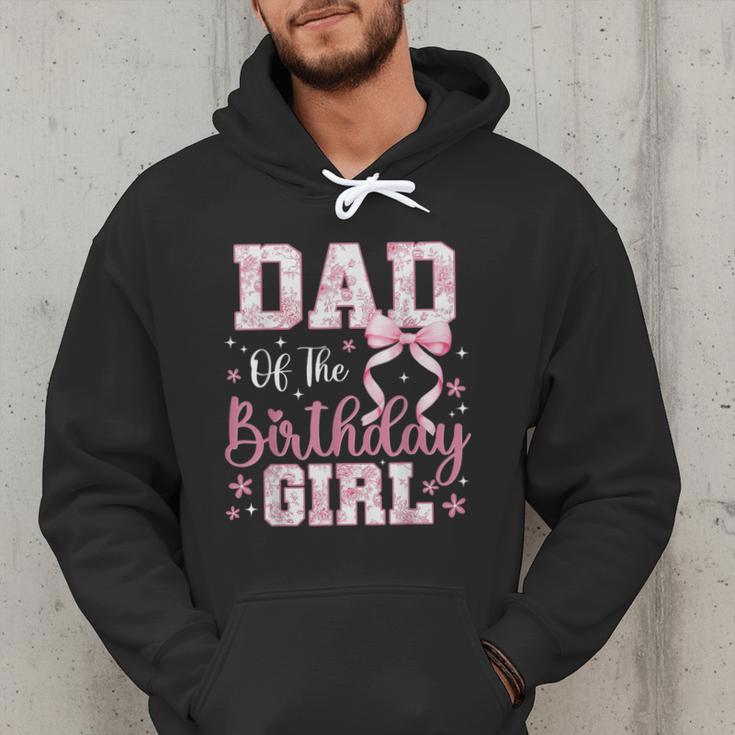 Dad Of The Birthday Girl Pink Bow Flower Birthday Girl Men Hoodie