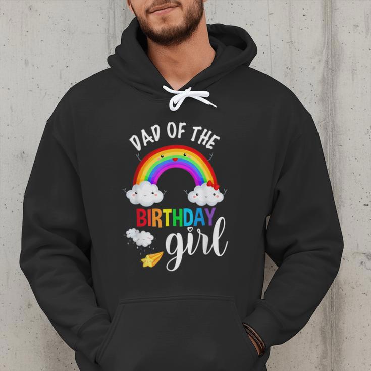 Dad Of The Birthday Girl Rainbow B-Day Matching Family Men Hoodie