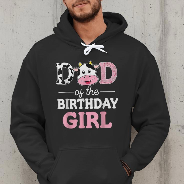 Dad Of The Birthday Girl Shirt Farm Cow Daddy Papa 1st Men Hoodie