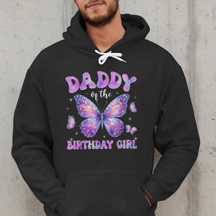 Dad Of The Birthday Girl Tie Dye Butterfly Birthday Family Men Hoodie