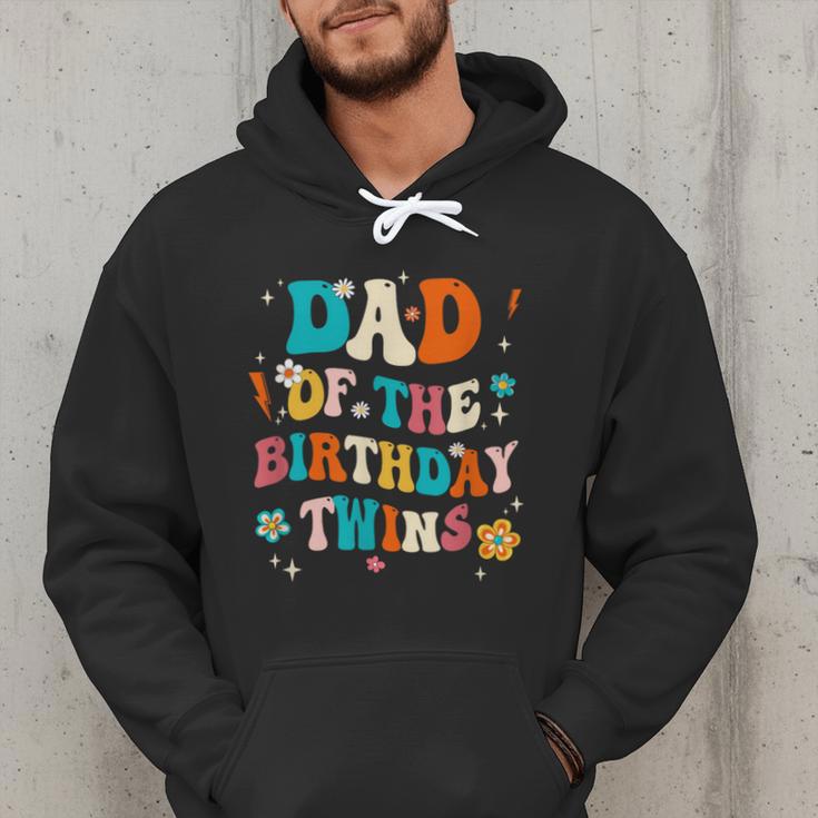 Dad Of The Birthday Twins Boys Girls Party Retro Bday Men Hoodie