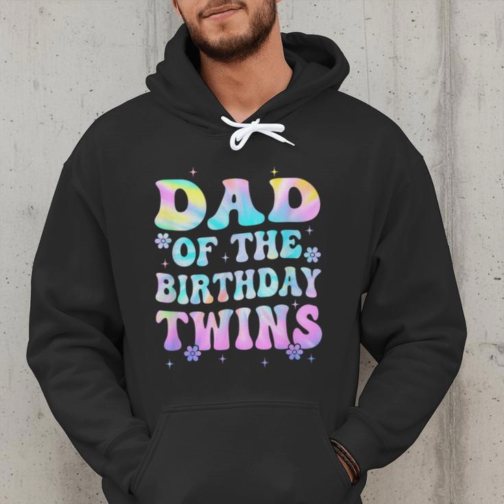 Dad Of The Birthday Twins Girls Kids Party Retro Bday Men Hoodie