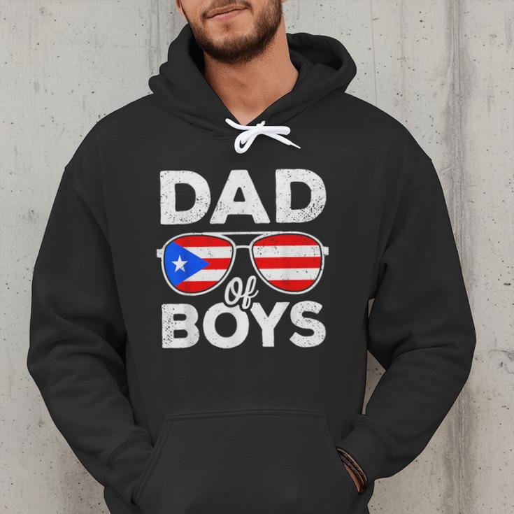 Dad Of Boys Fathers Day Retro Puerto Rico Flag Boricua Dad Men Hoodie