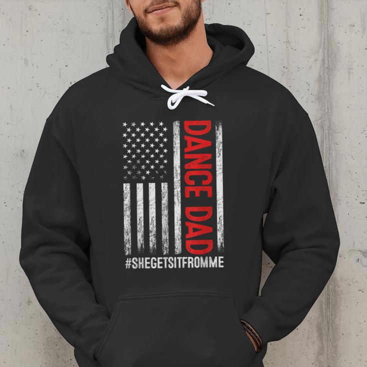Dad Dance She Get It From Me Proud Dancer Dad USA Flag Men Men Hoodie