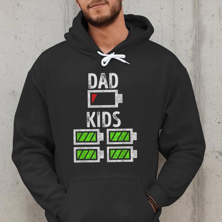 Dad Of Four Low Battery Father Of 4 Kids Dad Men Hoodie