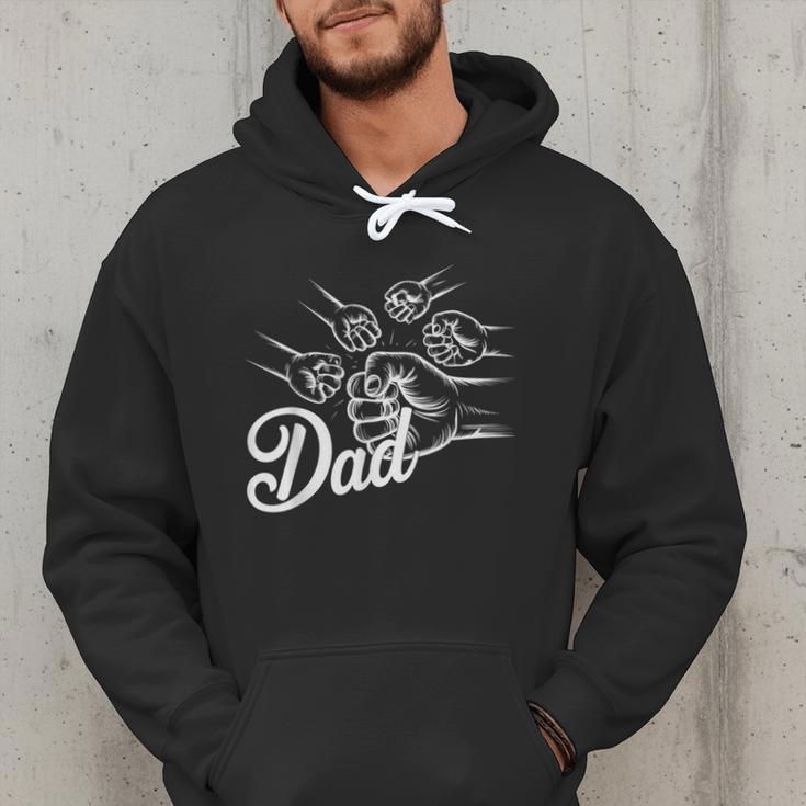 Dad Of Four Toddler Kids Fathers Day Fist Bump Family Men Hoodie