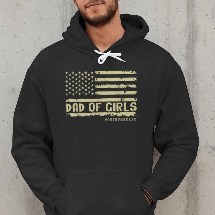 Dad Of Girls Outnumbered US Flag Father's Day Daughter Dad Men Hoodie